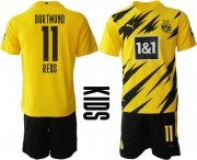 Wholesale Cheap Youth 2020-2021 club Dortmund home yellow 11 Soccer Jerseys