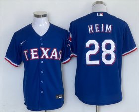 Cheap Men\'s Texas Rangers #28 Jonah Heim Royal With Patch Cool Base Stitched Jersey