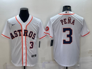Wholesale Cheap Men's Houston Astros #3 Jeremy Pena Number White With Patch Stitched MLB Cool Base Nike Jersey