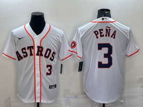 Wholesale Cheap Men\'s Houston Astros #3 Jeremy Pena Number White With Patch Stitched MLB Cool Base Nike Jersey