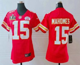 Wholesale Cheap Women\'s Kansas City Chiefs #15 Patrick Mahomes Red 2021 Super Bowl LV Vapor Untouchable Stitched Nike Limited NFL Jersey