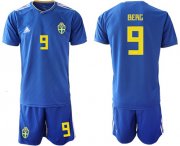 Wholesale Cheap Sweden #9 Berg Away Soccer Country Jersey