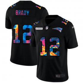 Cheap New England Patriots #12 Tom Brady Men\'s Nike Multi-Color Black 2020 NFL Crucial Catch Vapor Untouchable Limited Jersey