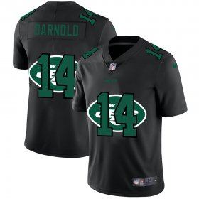 Wholesale Cheap New York Jets #14 Sam Darnold Men\'s Nike Team Logo Dual Overlap Limited NFL Jersey Black