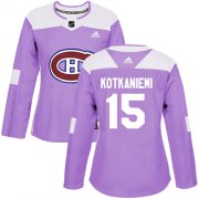 Wholesale Cheap Adidas Canadiens #15 Jesperi Kotkaniemi Purple Authentic Fights Cancer Women's Stitched NHL Jersey