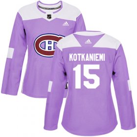 Wholesale Cheap Adidas Canadiens #15 Jesperi Kotkaniemi Purple Authentic Fights Cancer Women\'s Stitched NHL Jersey