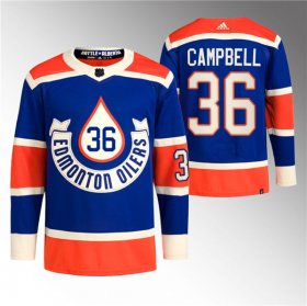 Cheap Men\'s Edmonton Oilers #36 Jack Campbell 2023 Royal Heritage Classic Primegreen Stitched Jersey