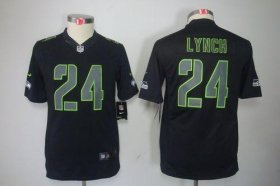 Wholesale Cheap Nike Seahawks #24 Marshawn Lynch Black Impact Youth Stitched NFL Limited Jersey