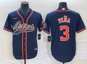 Wholesale Cheap Men\'s Houston Astros #3 Jeremy Pena Navy Cool Base Stitched Baseball Jersey