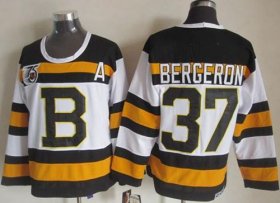 Wholesale Cheap Bruins #37 Patrice Bergeron White CCM Throwback 75TH Stitched NHL Jersey