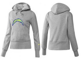 Wholesale Cheap Women\'s Los Angeles Chargers Logo Pullover Hoodie Grey