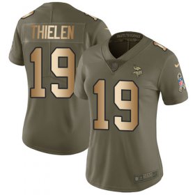 Wholesale Cheap Nike Vikings #19 Adam Thielen Olive/Gold Women\'s Stitched NFL Limited 2017 Salute to Service Jersey