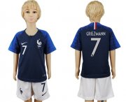 Wholesale Cheap France #7 Griezmann Home Kid Soccer Country Jersey