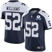 Wholesale Cheap Nike Cowboys #52 Connor Williams Navy Blue Thanksgiving Men's Stitched With Established In 1960 Patch NFL Vapor Untouchable Limited Throwback Jersey