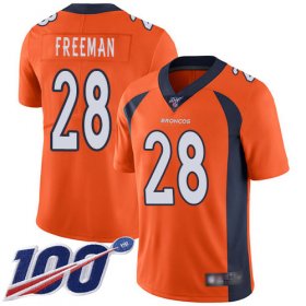 Wholesale Cheap Nike Broncos #28 Royce Freeman Orange Men\'s Stitched NFL 100th Season Vapor Limited Jersey