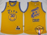 Wholesale Cheap Men's Golden State Warriors #30 Stephen Curry 2015-16 Retro Yellow 2016 The NBA Finals Patch Jersey