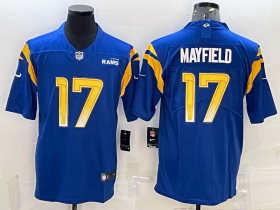 Wholesale Cheap Men\'s Los Angeles Rams #17 Baker Mayfield 2022 Blue Vapor Untouchable Limited Stitched Jersey
