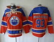 Wholesale Cheap Oilers #93 Ryan Nugent-Hopkins Orange Sawyer Hooded Sweatshirt Stitched NHL Jersey