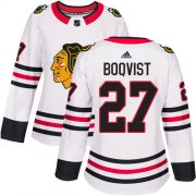 Wholesale Cheap Adidas Blackhawks #27 Adam Boqvist White Road Authentic Women's Stitched NHL Jersey