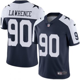 Wholesale Cheap Nike Cowboys #90 Demarcus Lawrence Navy Blue Thanksgiving Men\'s Stitched NFL Vapor Untouchable Limited Throwback Jersey