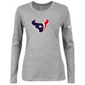 Wholesale Cheap Women\'s Nike Houston Texans Of The City Long Sleeve Tri-Blend NFL T-Shirt Light Grey