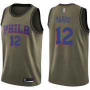 Wholesale Cheap 76ers #12 Tobias Harris Green Basketball Swingman Salute to Service Jersey