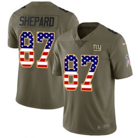 Wholesale Cheap Nike Giants #87 Sterling Shepard Olive/USA Flag Men\'s Stitched NFL Limited 2017 Salute To Service Jersey
