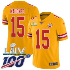 Wholesale Cheap Nike Chiefs #15 Patrick Mahomes Gold Super Bowl LIV 2020 Men\'s Stitched NFL Limited Inverted Legend 100th Season Jersey