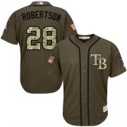 Wholesale Cheap Rays #28 Daniel Robertson Green Salute to Service Stitched MLB Jersey