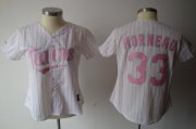 Wholesale Cheap Twins #33 Justin Morneau White Pink Number Women's Fashion Stitched MLB Jersey