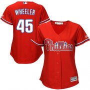 Wholesale Cheap Phillies #45 Zack Wheeler Red Alternate Women's Stitched MLB Jersey