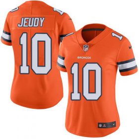 Wholesale Cheap Nike Broncos #10 Jerry Jeudy Orange Women\'s Stitched NFL Limited Rush Jersey