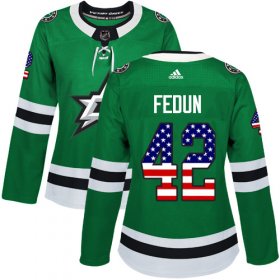 Cheap Adidas Stars #42 Taylor Fedun Green Home Authentic USA Flag Women\'s Stitched NHL Jersey