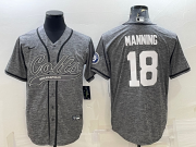 Wholesale Cheap Men's Indianapolis Colts #18 Peyton Manning Grey Gridiron With Patch Cool Base Stitched Baseball Jersey