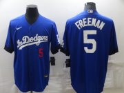 Wholesale Cheap Men's Los Angeles Dodgers #5 Freddie Freeman Royal City Connect Flex Base Stitched Jersey
