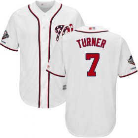 Wholesale Cheap Nationals #7 Trea Turner White New Cool Base 2019 World Series Champions Stitched MLB Jersey