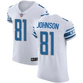 Wholesale Cheap Nike Lions #81 Calvin Johnson White Men\'s Stitched NFL Vapor Untouchable Elite Jersey