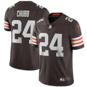 Wholesale Cheap Cleveland Browns #24 Nick Chubb Men\'s Nike Brown 2020 Vapor Limited Jersey