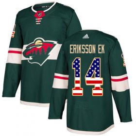 Wholesale Cheap Adidas Wild #14 Joel Eriksson Ek Green Home Authentic USA Flag Stitched NHL Jersey