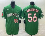 Cheap Men's Mexico Baseball #56 Randy Arozarena Number 2023 Green World Classic Stitched Jerseys
