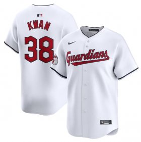 Cheap Men\'s Cleveland Guardians #38 Steven Kwan White Home Limited Baseball Stitched Jersey