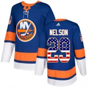 Wholesale Cheap Adidas Islanders #29 Brock Nelson Royal Blue Home Authentic USA Flag Stitched Youth NHL Jersey