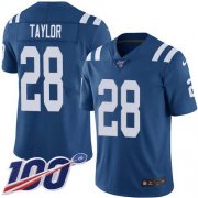 Wholesale Cheap Nike Colts #28 Jonathan Taylor Royal Blue Team Color Men's Stitched NFL 100th Season Vapor Untouchable Limited Jersey