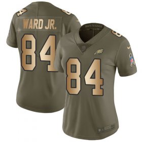 Wholesale Cheap Nike Eagles #84 Greg Ward Jr. Olive/Gold Women\'s Stitched NFL Limited 2017 Salute To Service Jersey