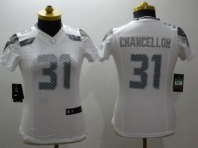 Wholesale Cheap Nike Seahawks #31 Kam Chancellor White Women\'s Stitched NFL Limited Platinum Jersey