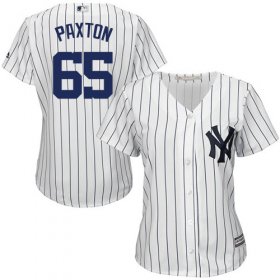 Wholesale Cheap Yankees #65 James Paxton White Strip Home Women\'s Stitched MLB Jersey
