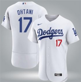 Cheap Men\'s Los Angeles Dodgers #17 Shohei Ohtani White Flex Base Stitched Baseball Jersey