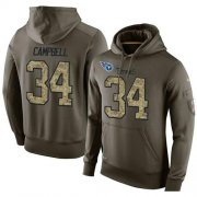 Wholesale Cheap NFL Men's Nike Tennessee Titans #34 Earl Campbell Stitched Green Olive Salute To Service KO Performance Hoodie