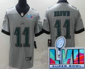 Cheap Men\'s Philadelphia Eagles #11 AJ Brown Limited Gray Inverted Super Bowl LVII Vapor Jersey