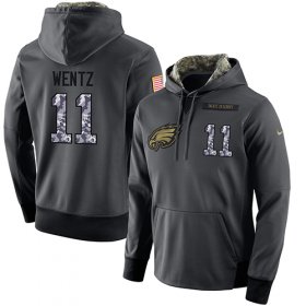 Wholesale Cheap NFL Men\'s Nike Philadelphia Eagles #11 Carson Wentz Stitched Black Anthracite Salute to Service Player Performance Hoodie